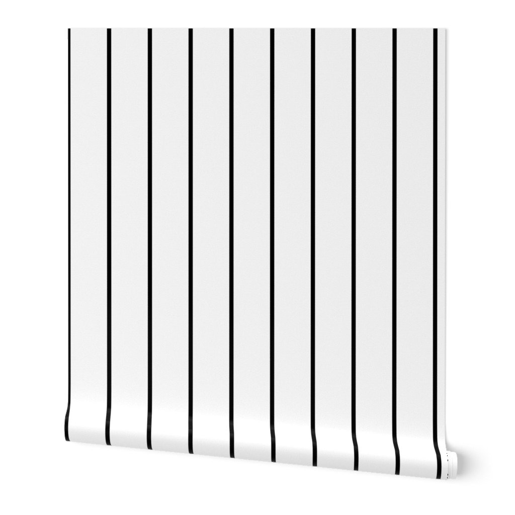 3 inch Classic Vertical Black Baseball Stripe Lines On White Wallpaper 3 inch Classic Vertical Black Baseball Stripe Lines On White Wallpaper