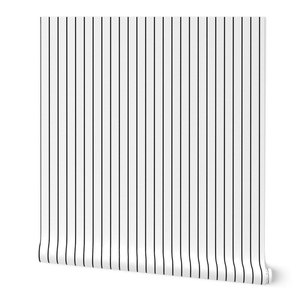 1 inch Classic Vertical Black Baseball Stripe Lines On White Wallpaper 1 inch Classic Vertical Black Baseball Stripe Lines On White Wallpaper