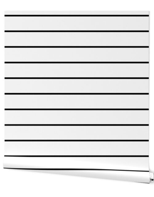 3 inch Classic Horizontal Black Baseball Stripe Lines On White Wallpaper