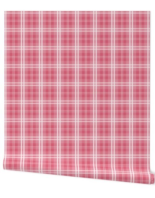 Faded and Shaded Nantucket Red and White Tartan Plaid Check Wallpaper