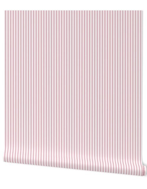 Small Vertical Nantucket Red Mattress Ticking Stripes on White Wallpaper Small Vertical Nantucket Red Mattress Ticking Stripes on White Wallpaper