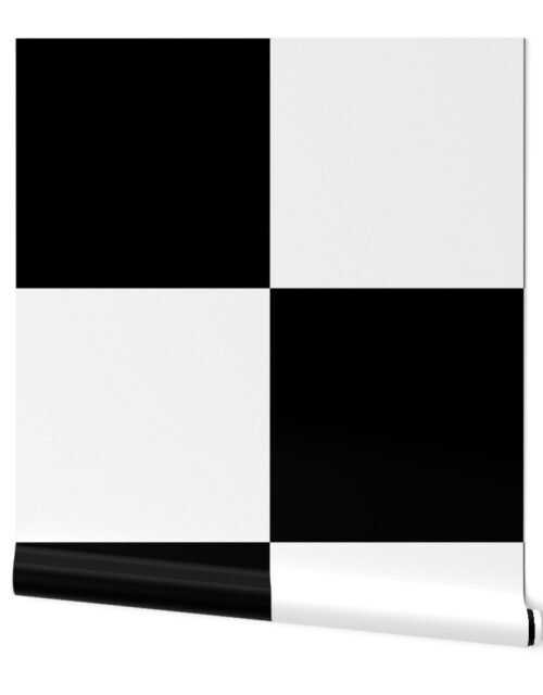 Gigantic Jumbo 18 inch Check - Black and White Checker Board Pattern Wallpaper