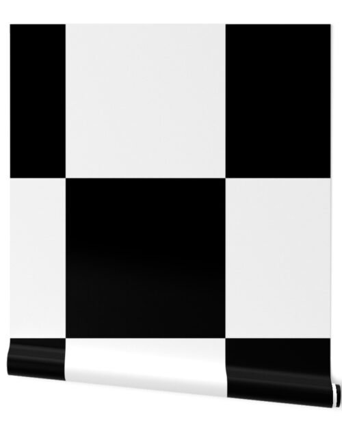 Gigantic Jumbo 12 inch Check - Black and White Checker Board Pattern Wallpaper