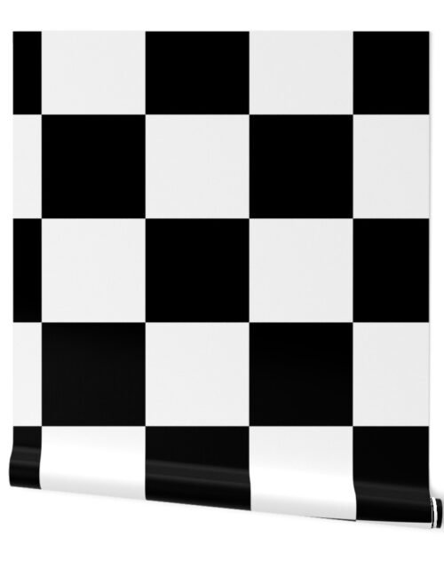 Gigantic Jumbo 10 inch Check - Black and White Checker Board Pattern Wallpaper