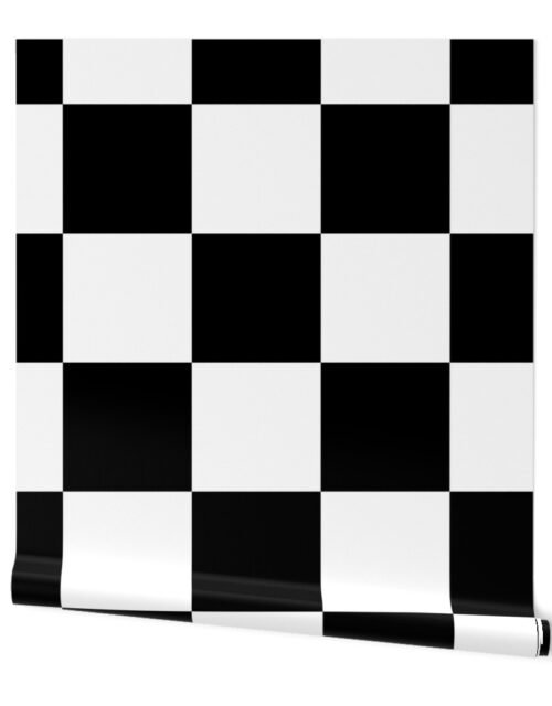 Gigantic Jumbo 8 inch Check - Black and White Checker Board Pattern Wallpaper
