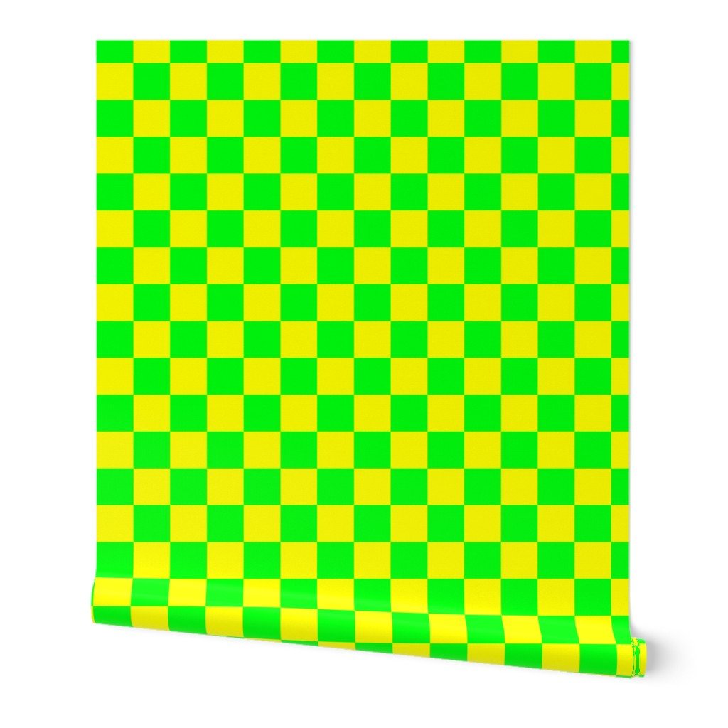 2 inch Bright Lemon and Lime Checkerboard Wallpaper 2 inch Bright Lemon and Lime Checkerboard Wallpaper