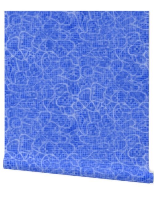 Dark Blue Water Swirls Underwater Swimming Pool Mosaic 1 Inch Tiles Wallpaper