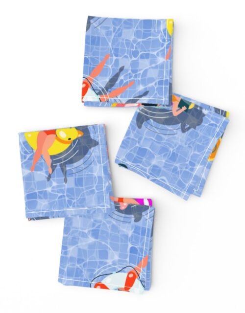 Blue Summer Pool Party with Ring Floats and Swimmers Cocktail Napkins