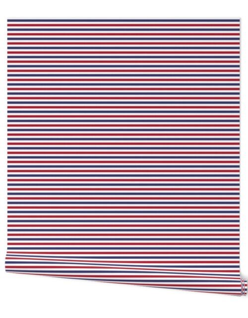1/4 inch Flag Red, White and Blue Alternating H Pin Stripes Wallpaper