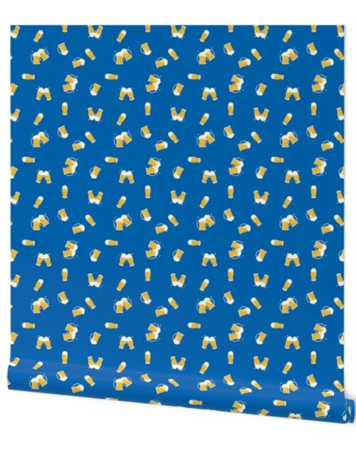Cheers Oktoberfest Bavarian October Beer Festival Beer Mugs on Beer House Blue Wallpaper