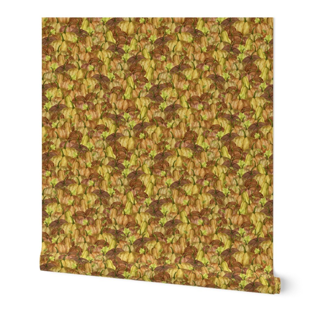 Small Pumpkin Patch Repeat in Autumnal Tones of Gold Wallpaper Small Pumpkin Patch Repeat in Autumnal Tones of Gold Wallpaper