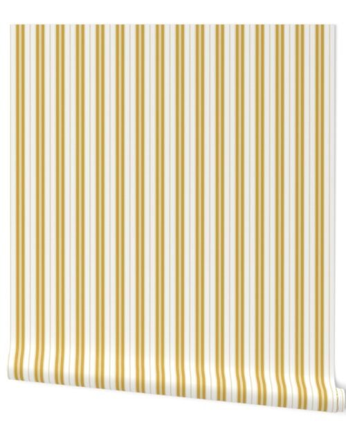 Spicy Mustard and White Autumn Winter 2022 2023 Color Trend Mattress Ticking Wallpaper