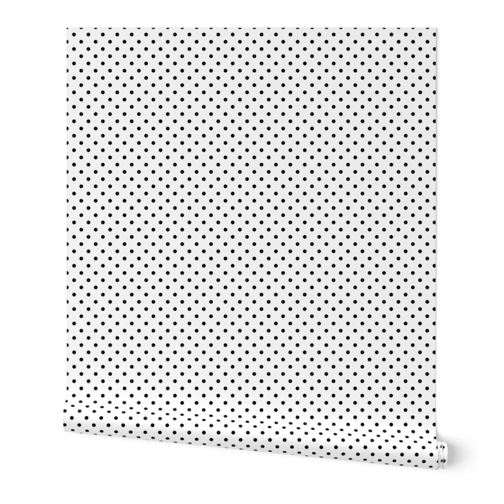 1/4 inch Classic Black Polkadots on White Wallpaper 1/4 inch Classic Black Polkadots on White Wallpaper