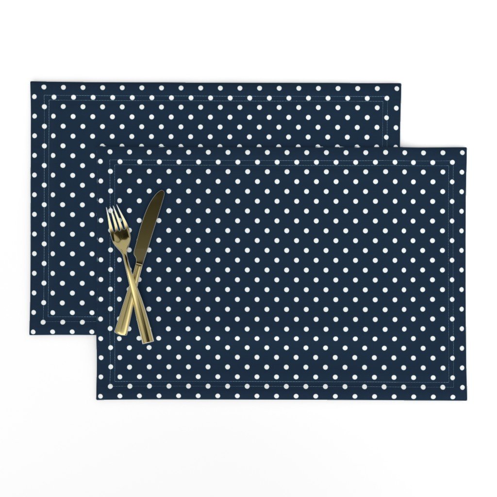 1/4 inch Classic White Polkadots on Navy Blue Placemats 1/4 inch Classic White Polkadots on Navy Blue Placemats