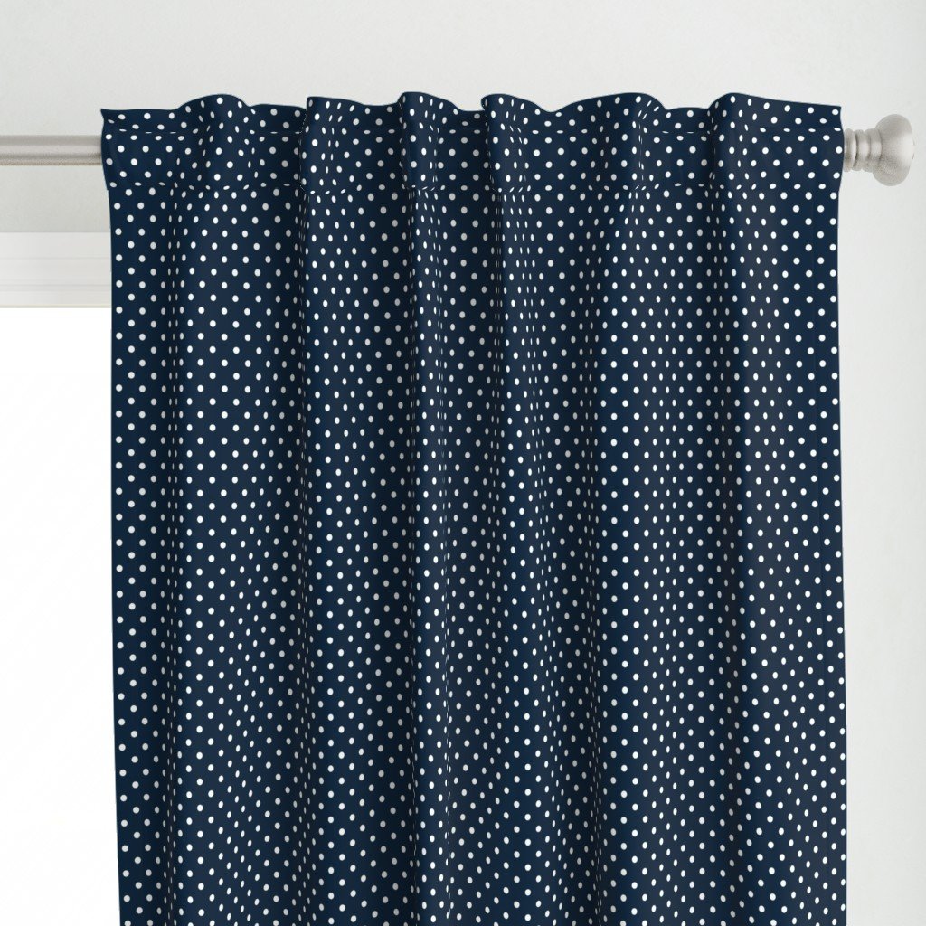 1/4 inch Classic White Polkadots on Navy Blue Curtains 1/4 inch Classic White Polkadots on Navy Blue Curtains