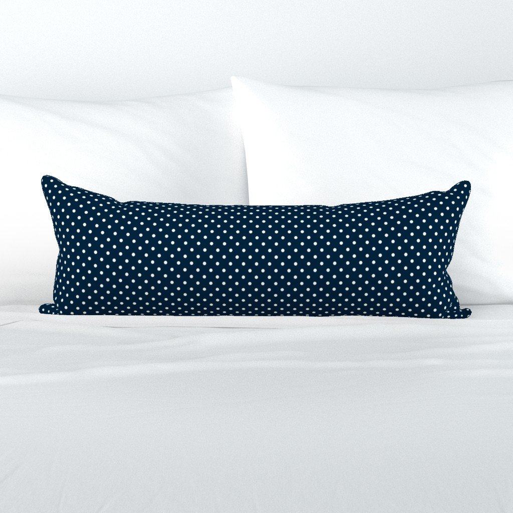 1/4 inch Classic White Polkadots on Navy Blue Extra Long Lumbar Pillow 1/4 inch Classic White Polkadots on Navy Blue Extra Long Lumbar Pillow