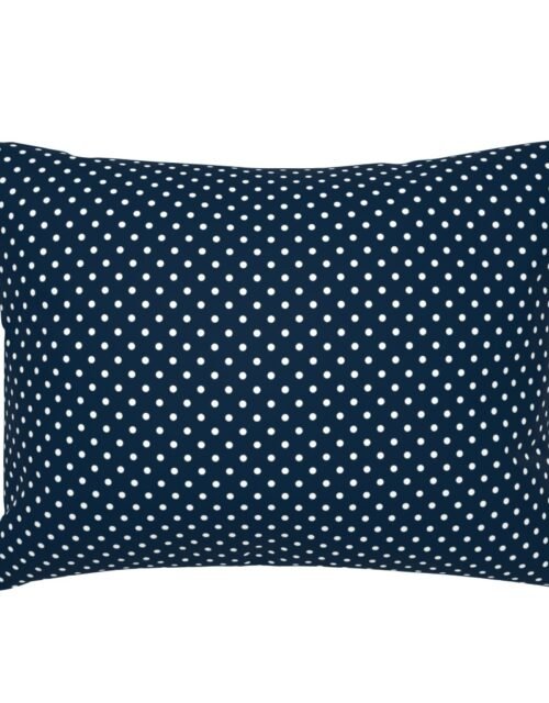 1/4 inch Classic White Polkadots on Navy Blue Standard Pillow Sham