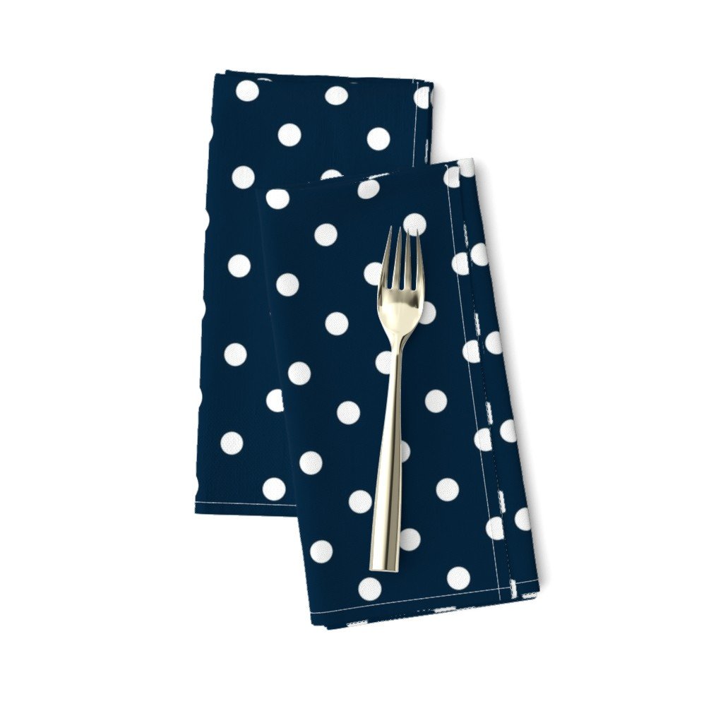 1/2 inch Classic White Polkadots on Navy Blue Dinner Napkins 1/2 inch Classic White Polkadots on Navy Blue Dinner Napkins
