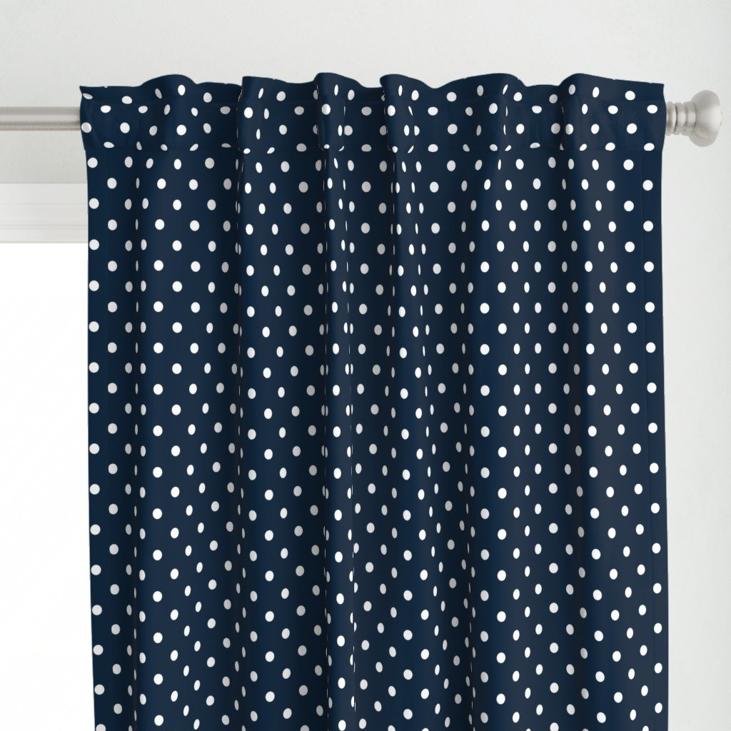 1/2 inch Classic White Polkadots on Navy Blue Curtains 1/2 inch Classic White Polkadots on Navy Blue Curtains