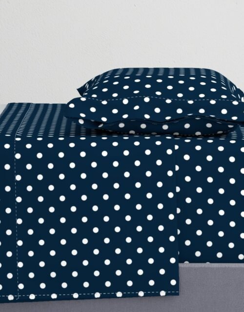 1/2 inch Classic White Polkadots on Navy Blue Sheet Set