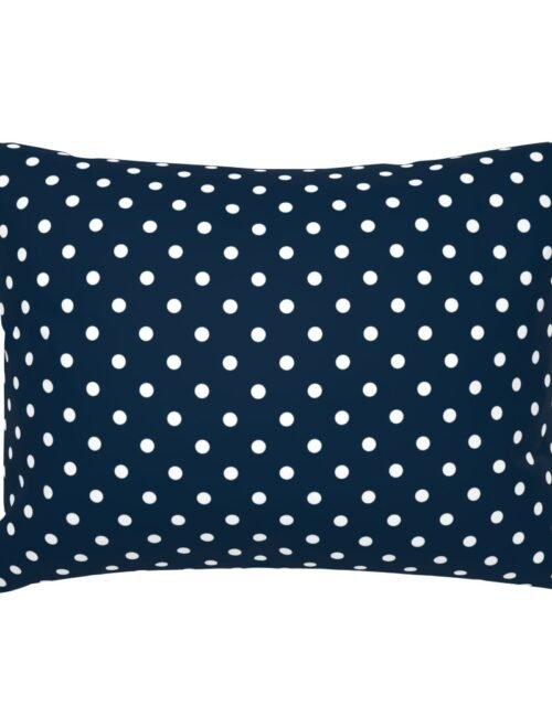 1/2 inch Classic White Polkadots on Navy Blue Standard Pillow Sham
