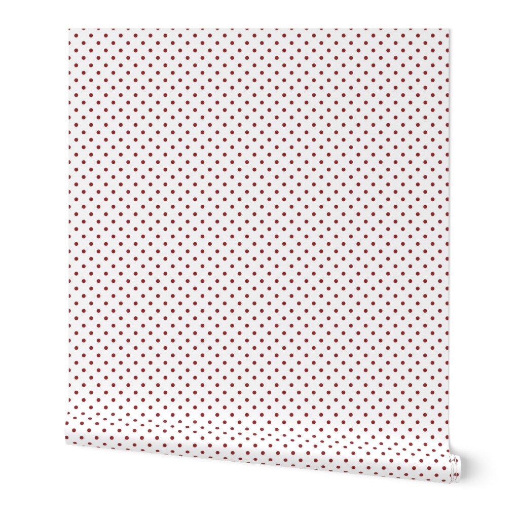 1/4 inch Classic Lava Falls Red Polkadots on White Wallpaper 1/4 inch Classic Lava Falls Red Polkadots on White Wallpaper