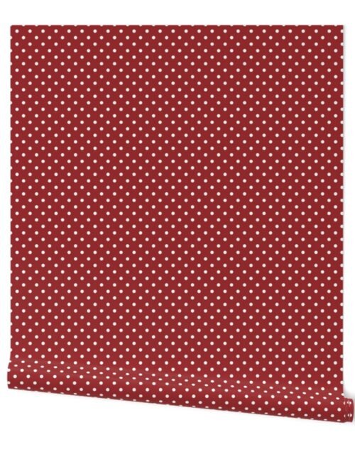 1/4 inch Classic White Polkadots on Lava Falls Red Wallpaper