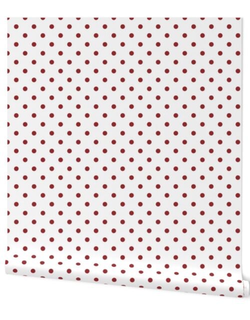 1/2 inch Classic Lava Falls  Red Polkadots on White Wallpaper