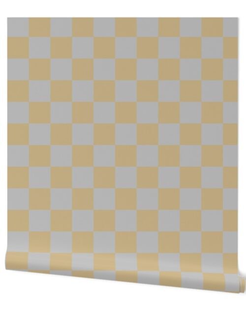 Classic 3" Checkerboard Christmas Holiday Squares in Antique Silver and Gold Wallpaper