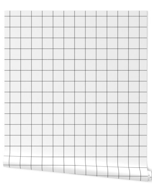 2 inch Black Grid Lines on White Wallpaper