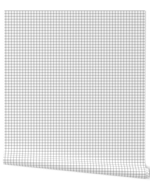 1/2  inch Black Grid Lines on White Wallpaper