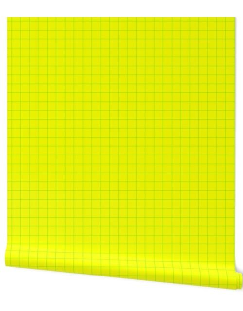 Green on Yellow on Lemon and Lime Grid 1 inch Wallpaper