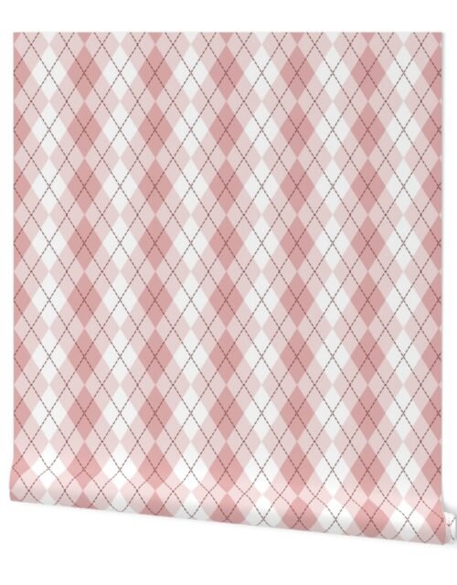 Light Pink Argyle Diamond Check Wallpaper