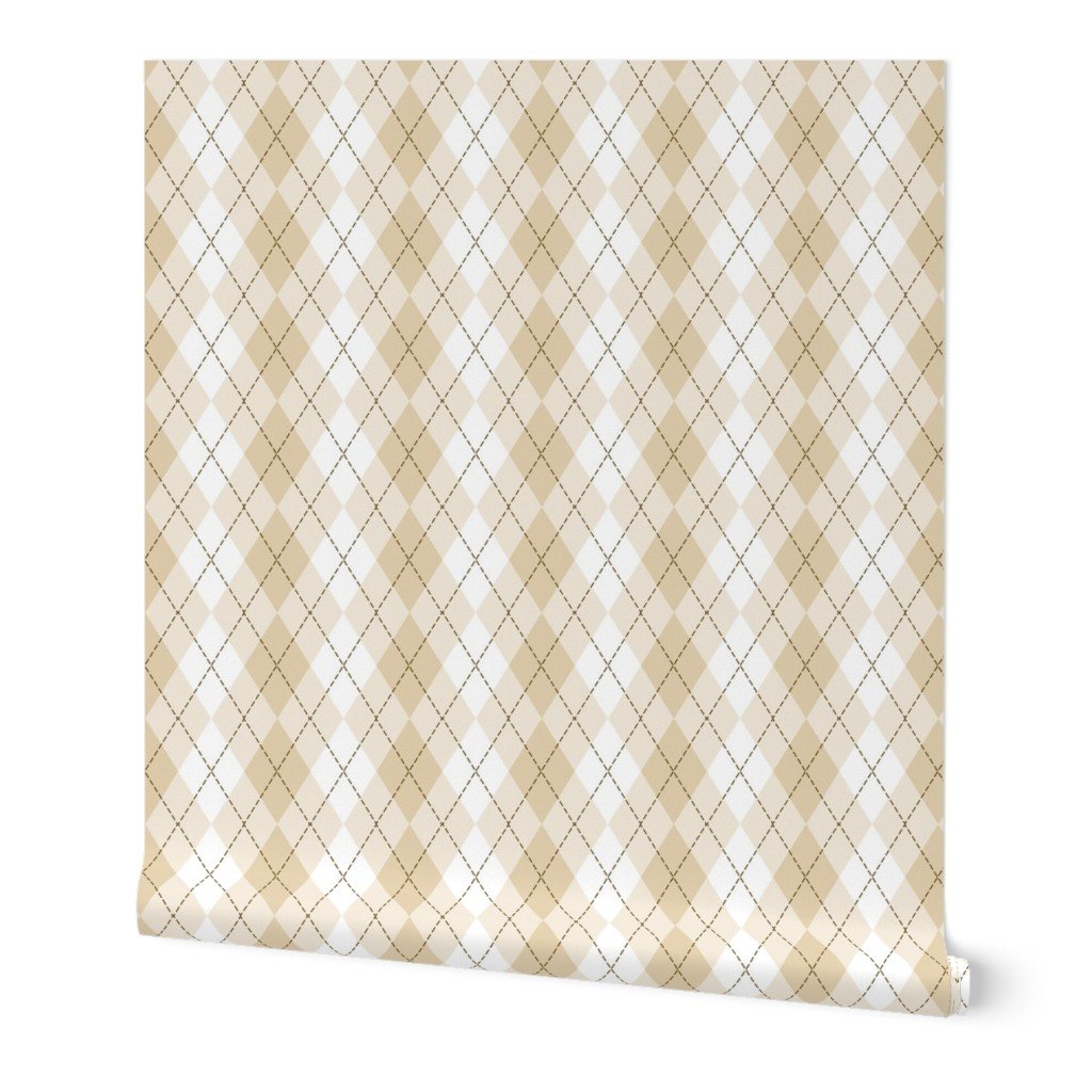 Light Beige Argyle Diamond Check Wallpaper Light Beige Argyle Diamond Check Wallpaper