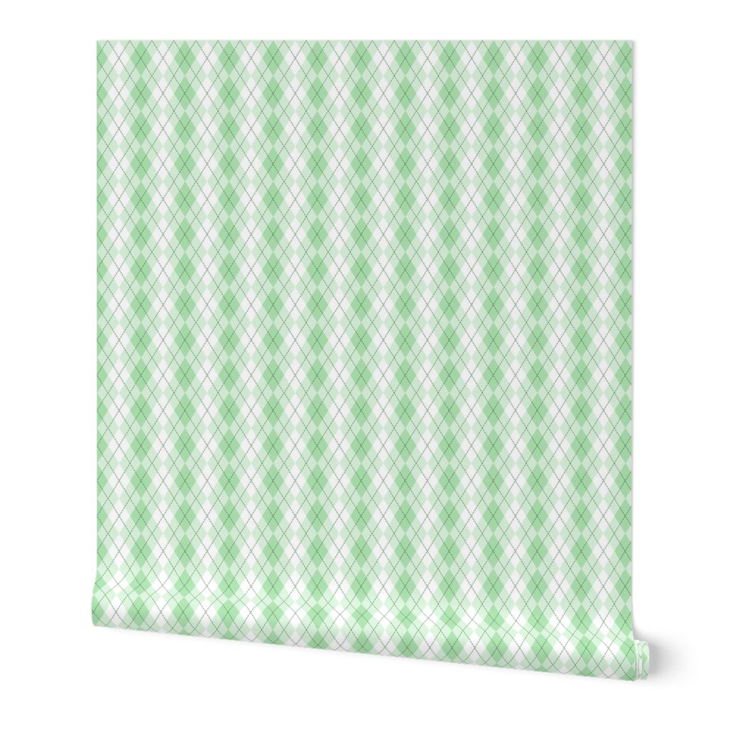 Small Light Mint Argyle Diamond Check Wallpaper Small Light Mint Argyle Diamond Check Wallpaper