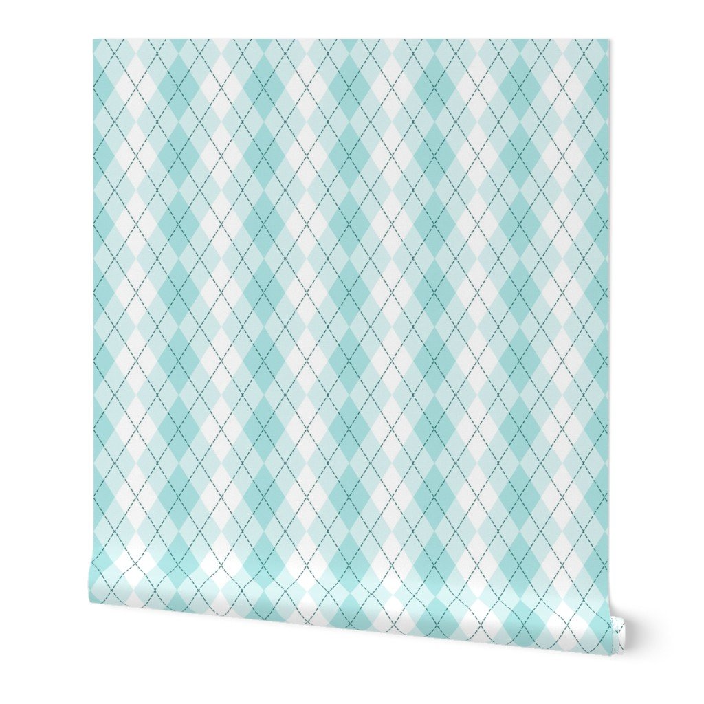 Light Aqua Argyle Diamond Check Wallpaper Light Aqua Argyle Diamond Check Wallpaper