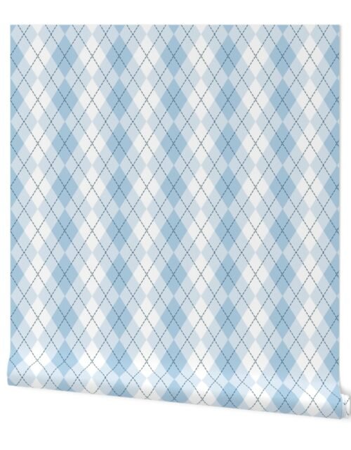 Light Blue Argyle Diamond Check Wallpaper
