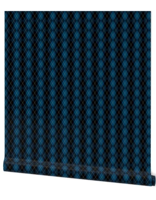 Small Dark Blue Argyle Diamond Check Wallpaper