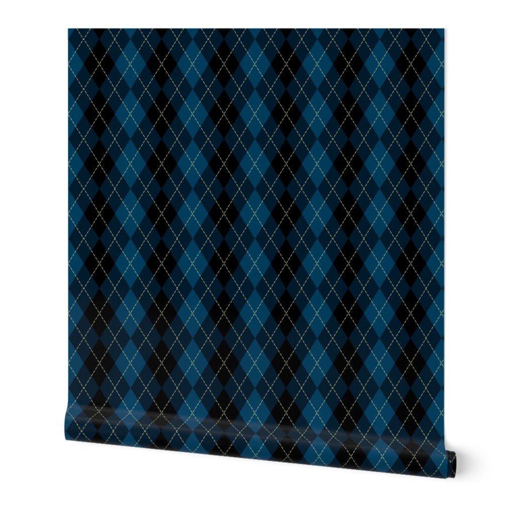 Dark Blue Argyle Diamond Check Wallpaper Dark Blue Argyle Diamond Check Wallpaper