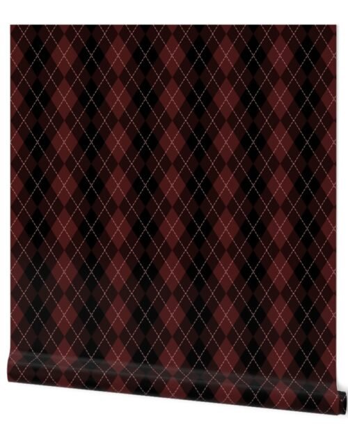 Dark Chocolate Argyle Diamond Check Wallpaper