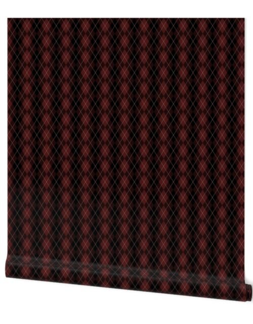 Small Dark Chocolate Argyle Diamond Check Wallpaper