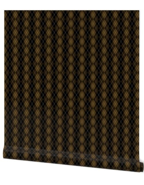 Small Dark Coffee Argyle Diamond Check Wallpaper