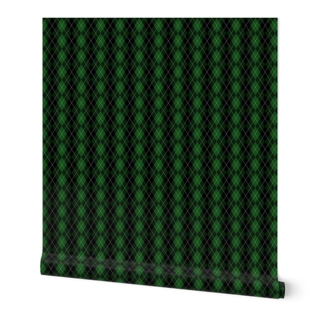 Small Dark Green Argyle Diamond Check Wallpaper Small Dark Green Argyle Diamond Check Wallpaper