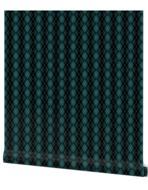 Small Dark Teal Argyle Diamond Check Wallpaper