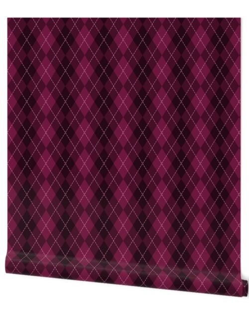 Dark Pink Argyle Diamond Check Wallpaper