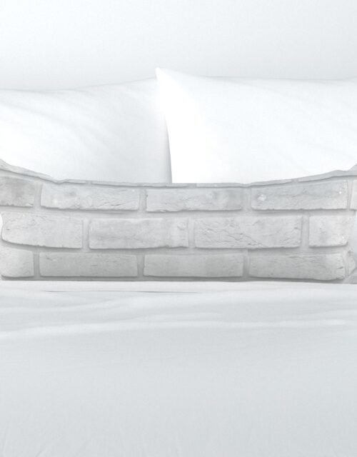 White Washed Brick Wall in Realistic Photo-Effect Life Size Extra Long Lumbar Pillow