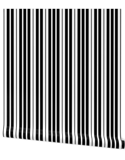 Vertical Lifesize Piano Stripe Black and White Wallpaper