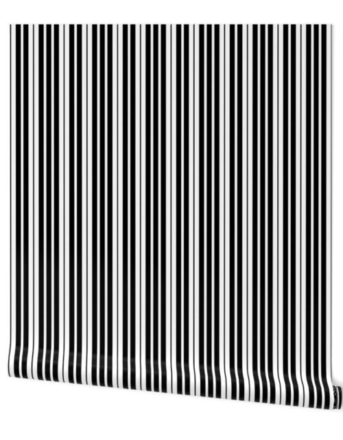 Vertical Mini Piano Stripe Black and White Wallpaper