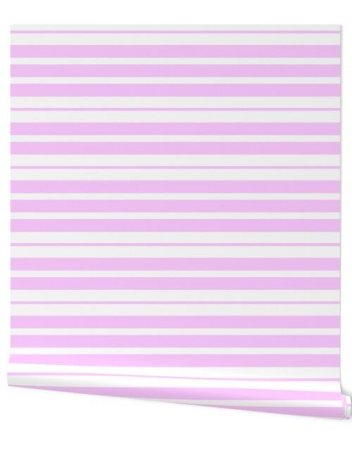 Horizontal  Lifesize Piano Stripe Pink and White Wallpaper