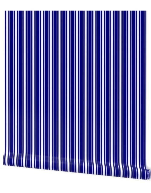Navy Blue White Mattress Ticking Bed Stripe Wallpaper